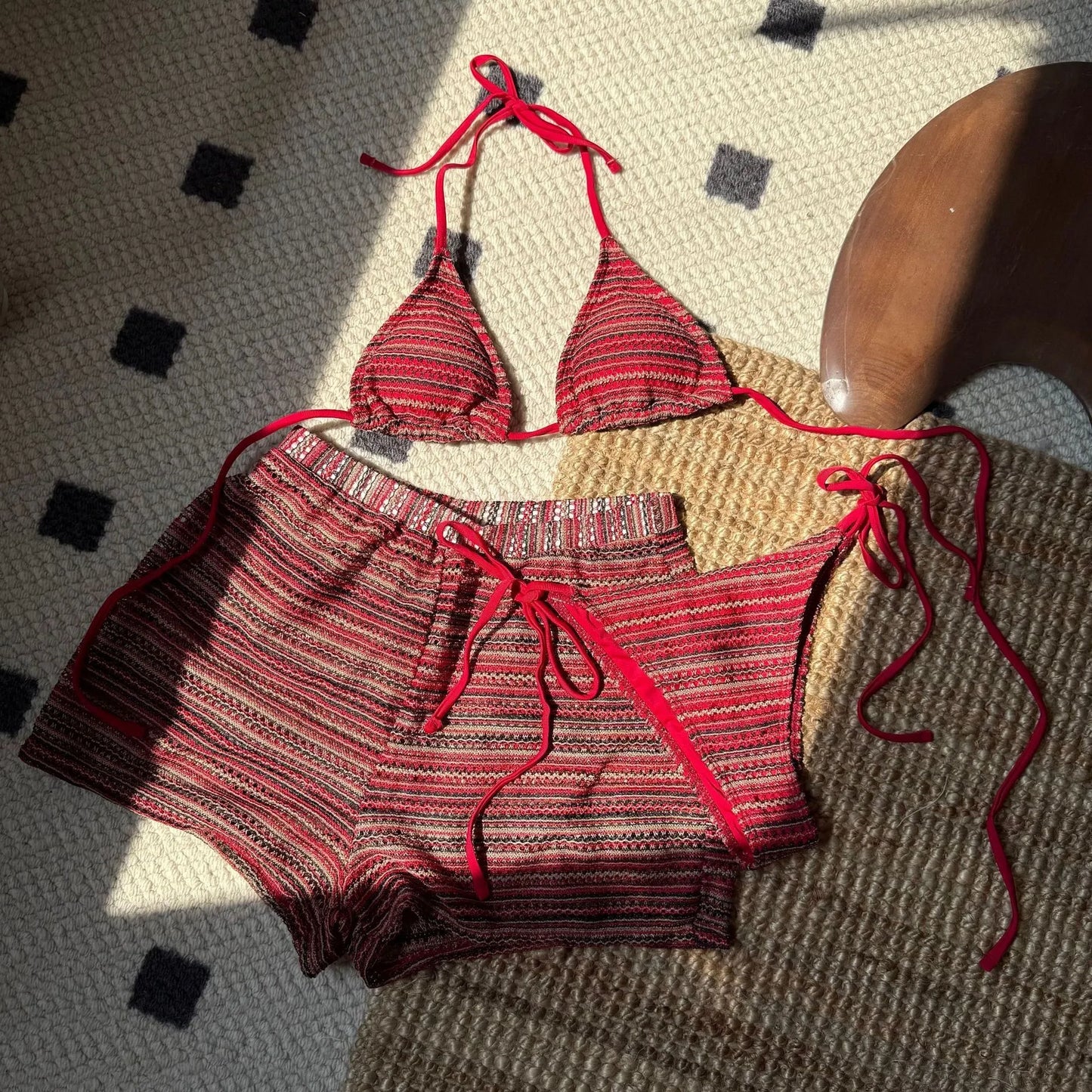 INDRA | Gehaakte 3-Delige Bikini Set Met Bijpassend Broekje - Ademend & Perfect Voor Vakantie