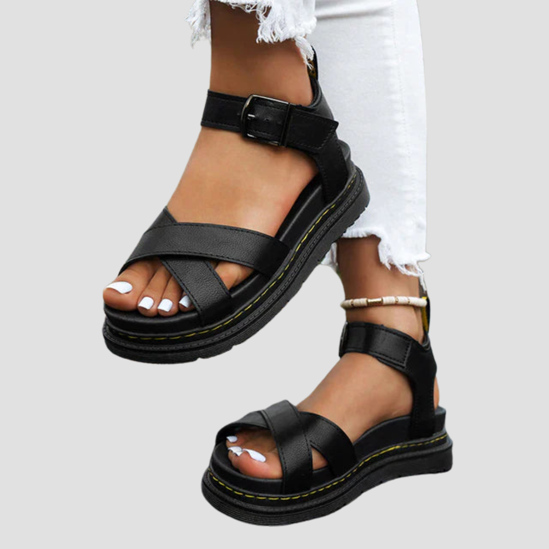 SHANNA | Dames Sandalen met Kruisband en Dikke Zool