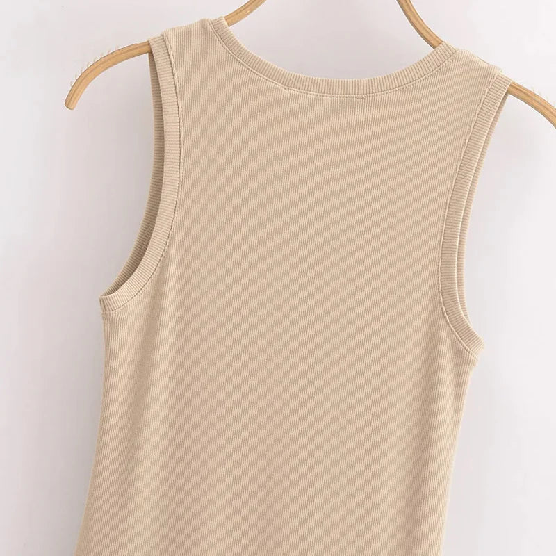 MAYSA | Casual Chic Mouwloze Midi Jurk - Verfijnd, Stijlvol & Chic
