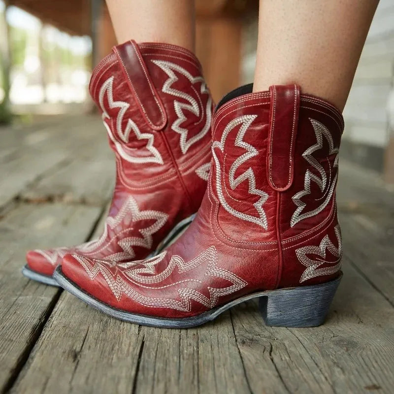 LIES | Elegante Korte Cowboy Laarsjes Voor Dames - Comfortabel & Stijlvol