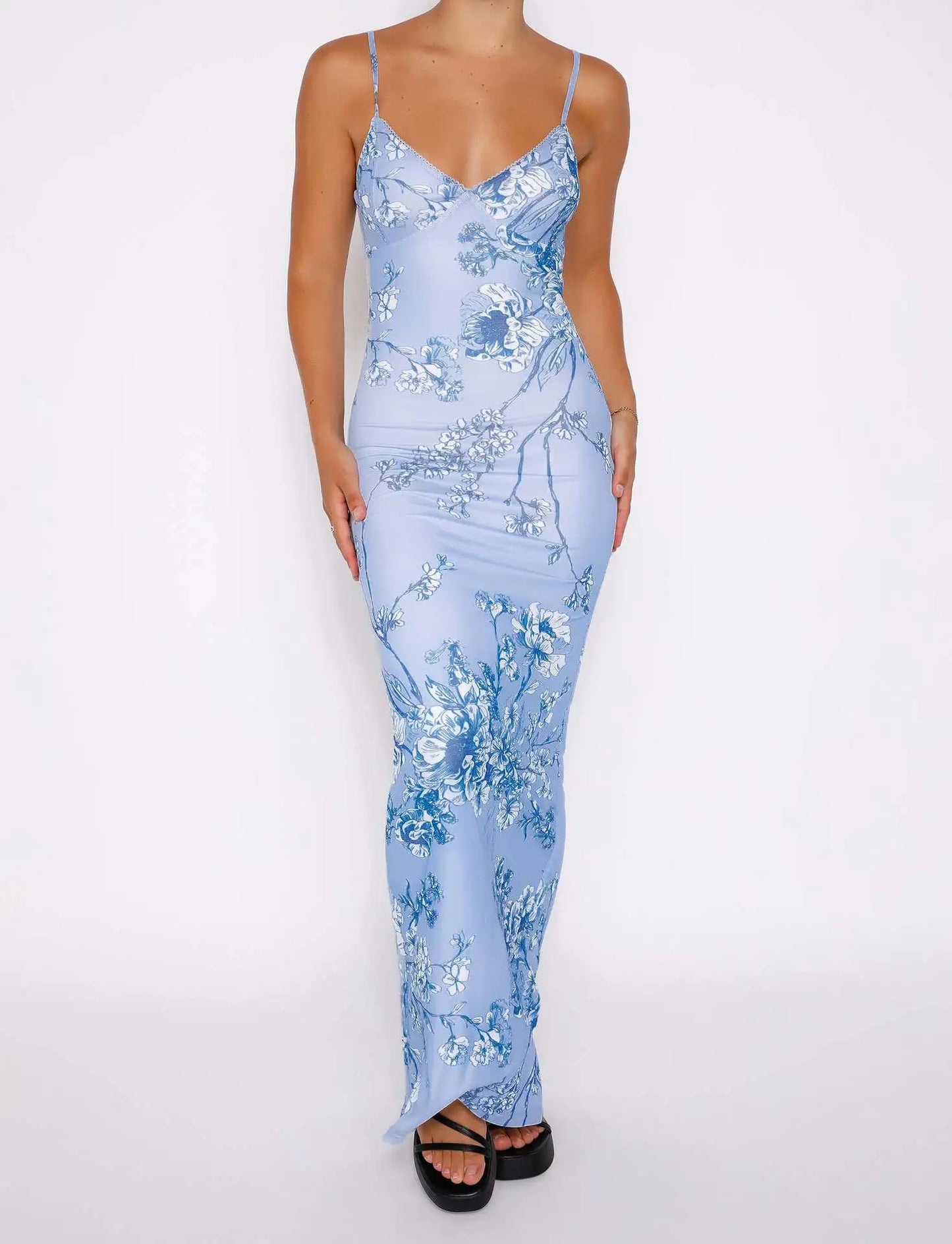 LAURINA | Elegante Maxi Jurk Voor Dames Met Bloemen Print - Verfijnd, Zacht & Stijlvol