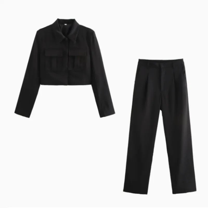 MAYA | Tweedelige Set Met Cropped Jasje En Wijde Pantalon – Chic, Comfortabel, Verfijnd