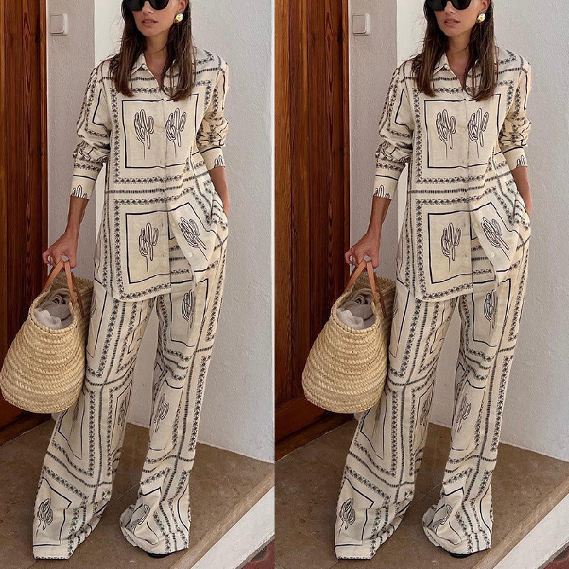 MAELI | Dames Zomer Combi Set – Geometrische Print & Relaxte Pasvorm