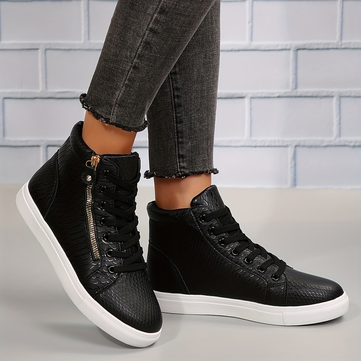NOMI | Casual Hoge Sneakers Voor Dames Met Rits - Stevig & Modieus