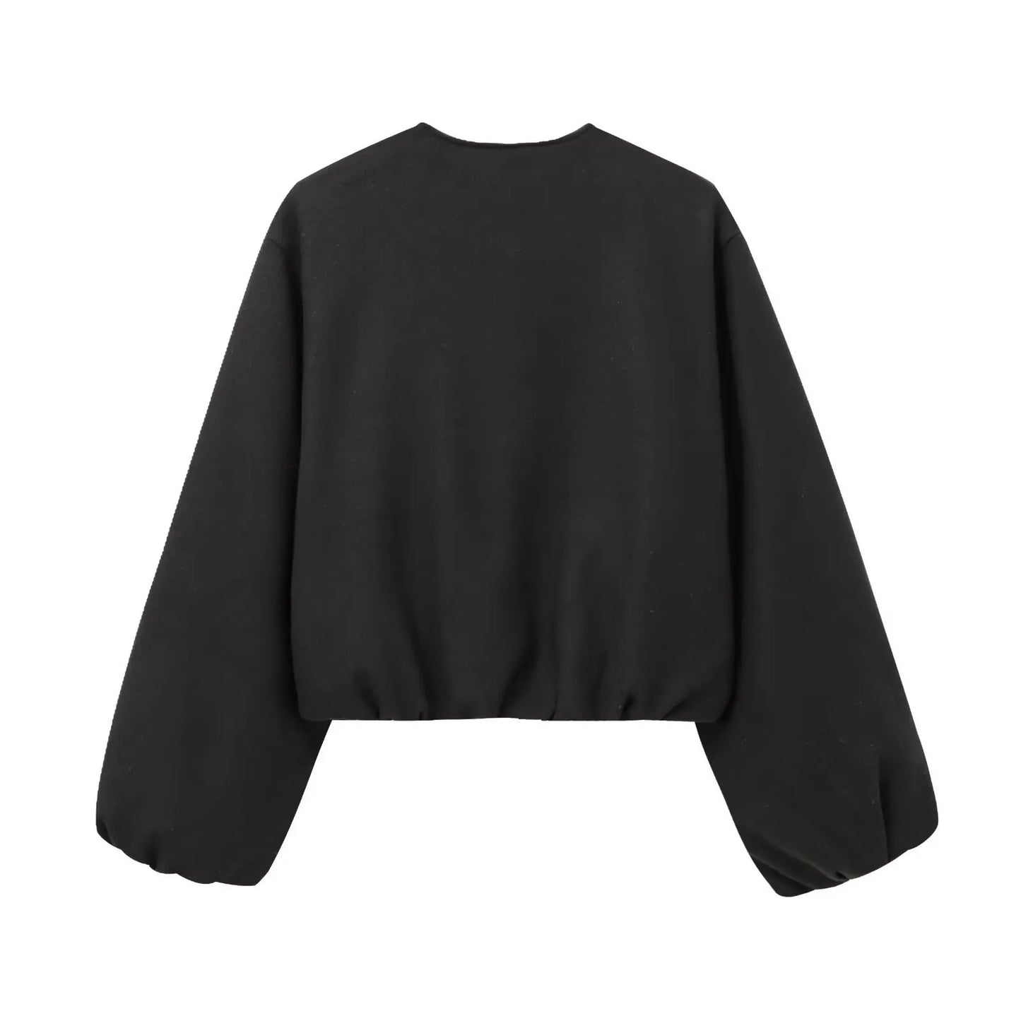 ISALIE | Cropped Wollen Dames Tussenjas Met Ronde Hals – Modern, Speels & Perfect Voor Tussen Seizoenen