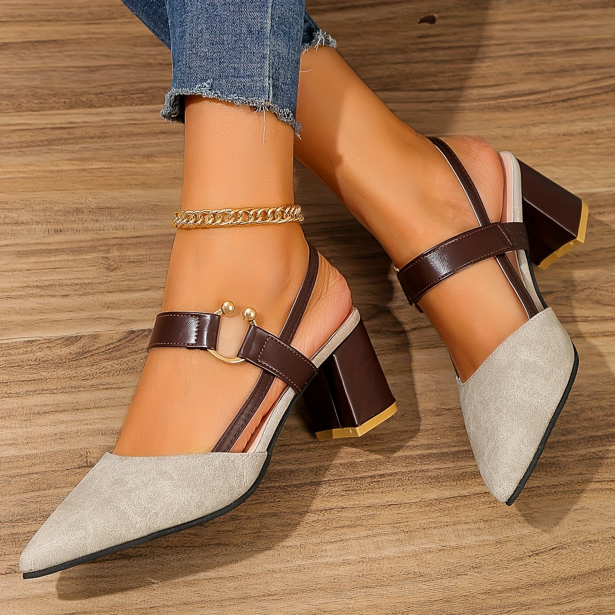 MARINA | Slingbacks Met Spitse Blokhak – Verfijnd, Comfortabel & Perfect Voor Elke Gelegenheid