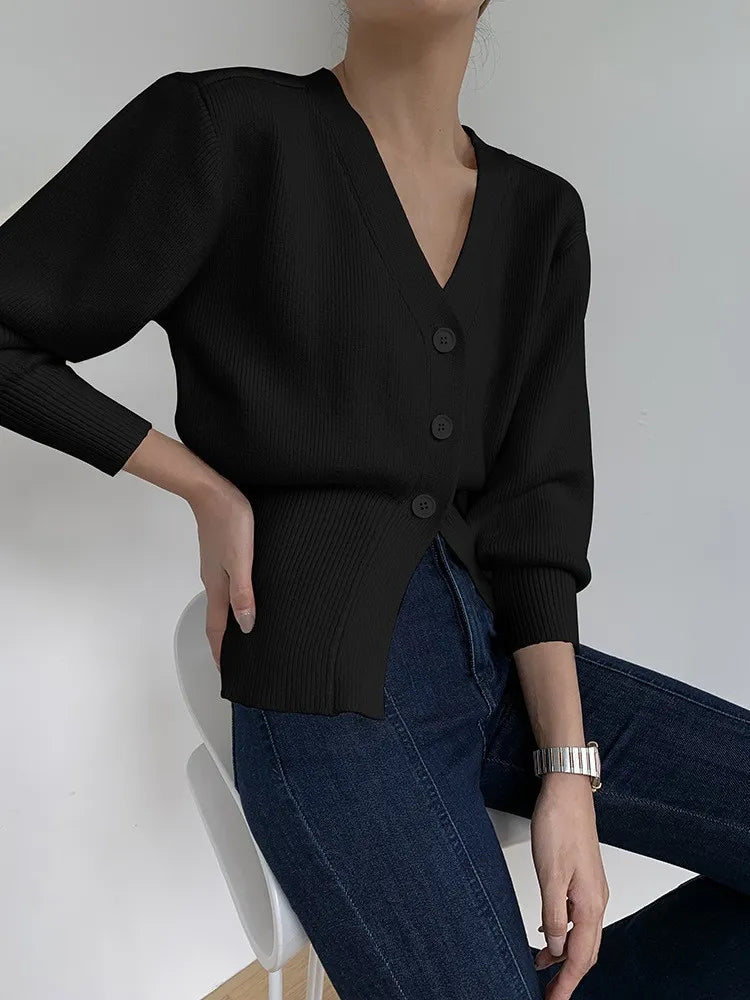 LIBANO | Dames Cardigan Met V-Hals En Knopen – Minimalistisch, Elegant & Veelzijdig Perfect voor Herfstseizoen