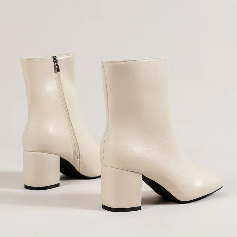 CHRISJE | Dames Enkellaarsjes met Blokhak - Elegant, Luxe & Stijlvol