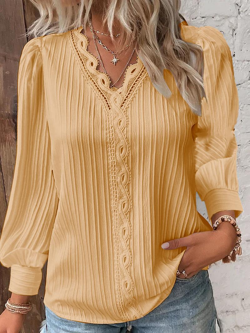 NOLIA | Elegante Plooiblouse met Kanten Afwerking - Dames