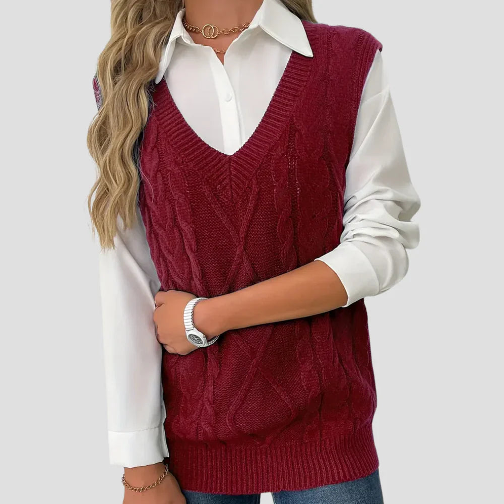 Mouwloze Gebreide Damestrui – Klassiek, Warm & Perfect Voor Layering
