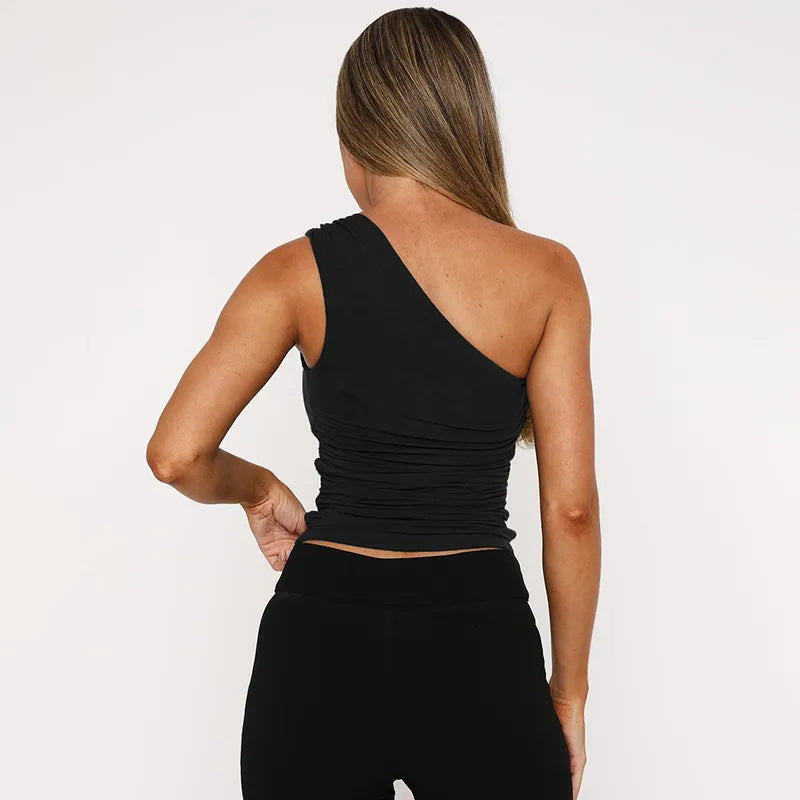 ZURI | Elegante One-Shoulder Top Voor Dames Met Kralen Design - Luxe & Modieus