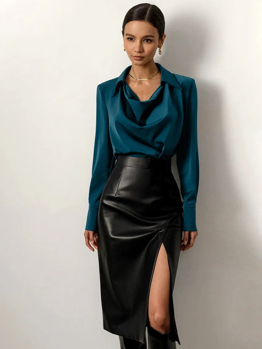 MILANA | Elegante Zijdeachtige Damesblouse – Vrouwelijk, Luxe & Comfortabel