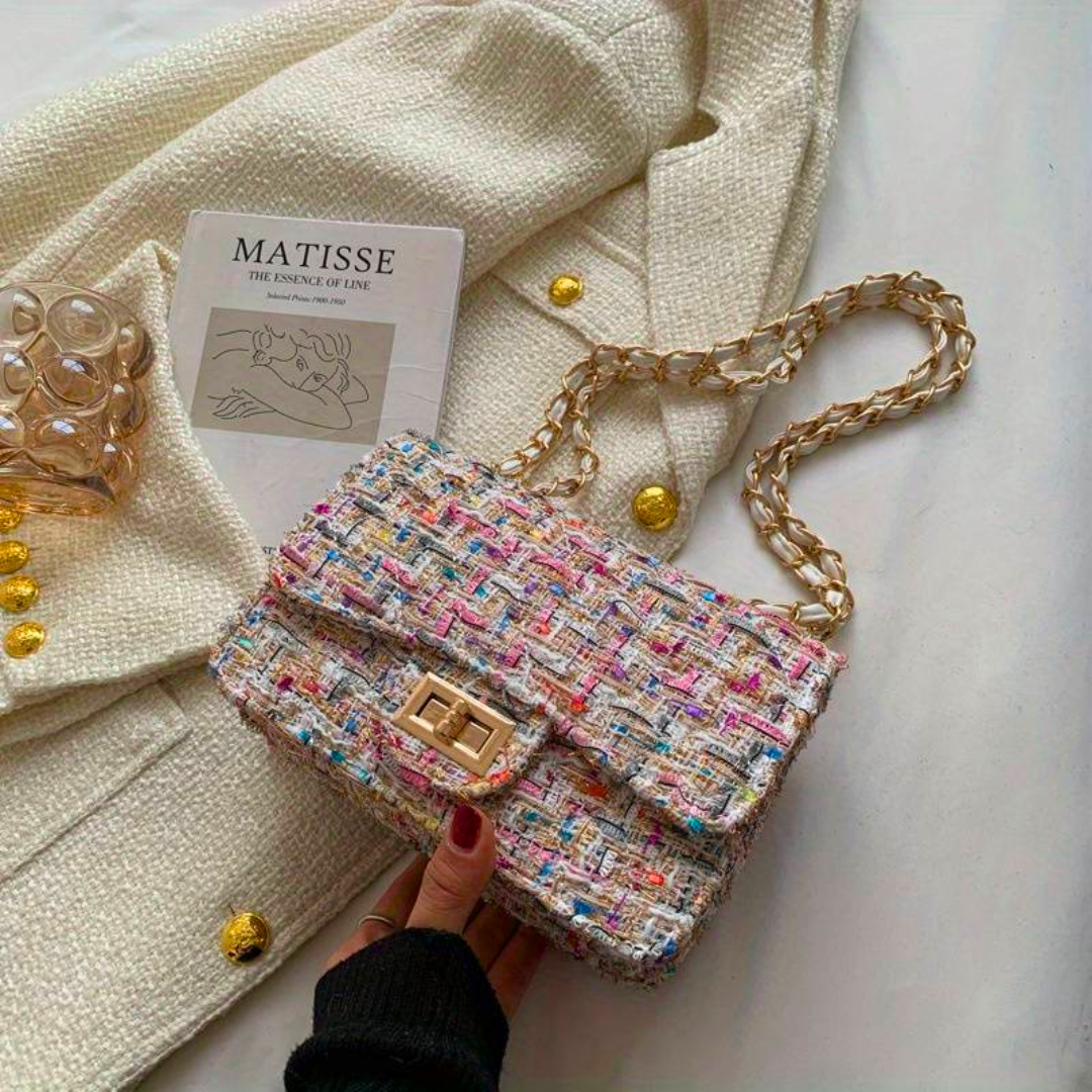 SOPHIE | Dames Schoudertas Met Geweven Textuur – Flap Sluiting & Luxe Kettingband Voor Een Elegant Design
