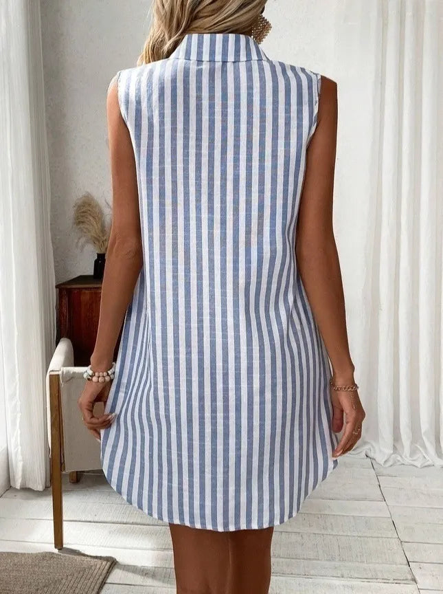 ORLA | Elegante Gestreepte Dames Overhemdjurk – Tijdloos, Comfortabel & Zomers Chic