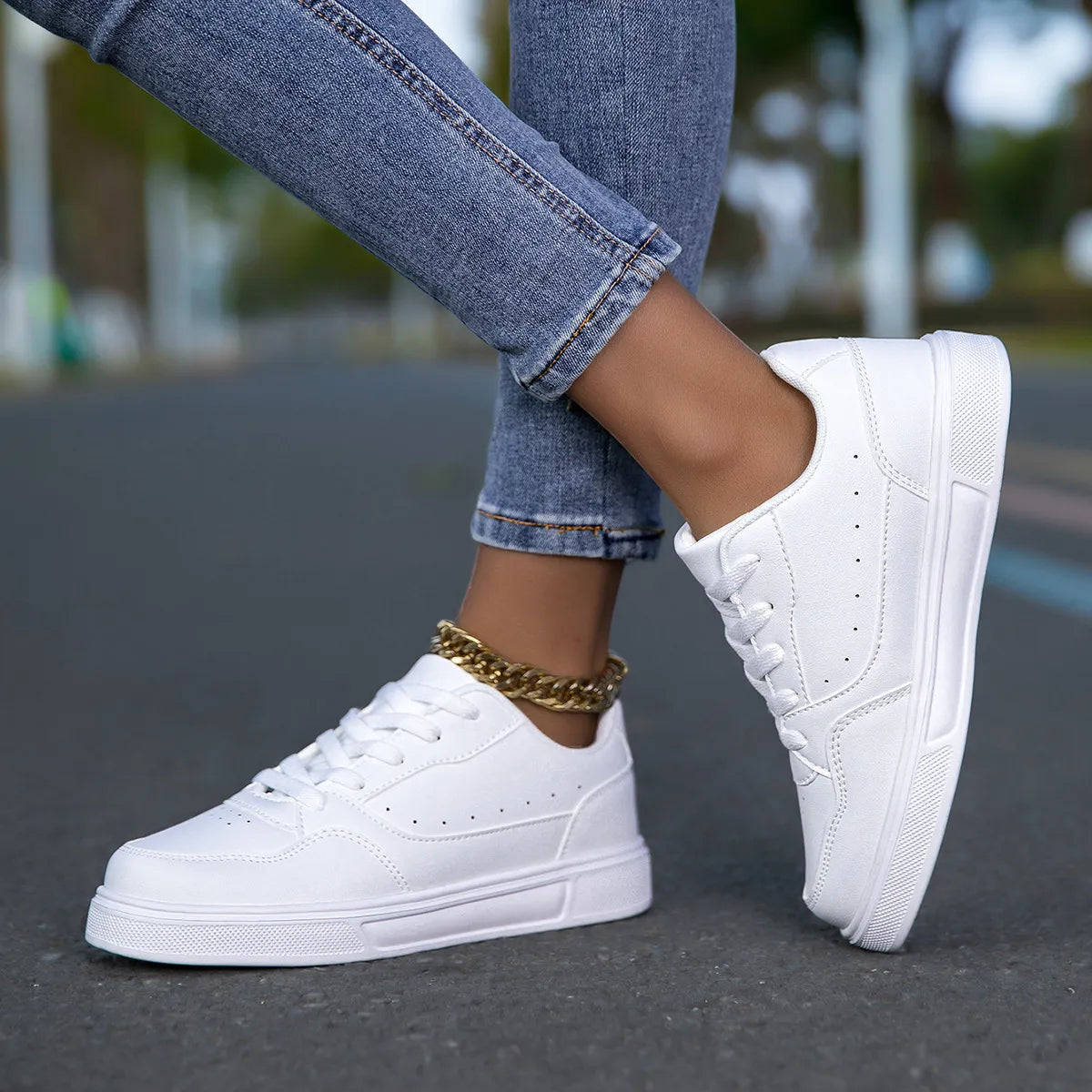 MILOU | Witte Dames Sneakers met Clean Look en Subtiele Details - Stijlvol & Comfortabel
