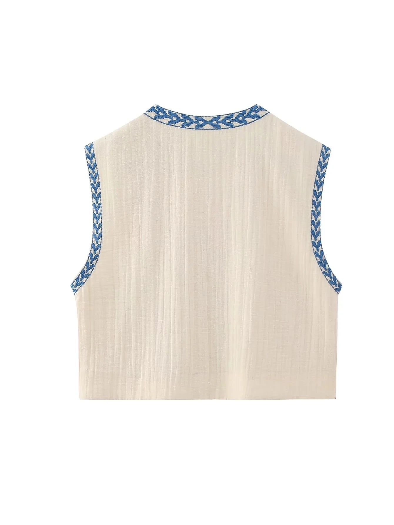 JINA | Zomerse Gilet Met Geborduurd Design - Modieus & Casual