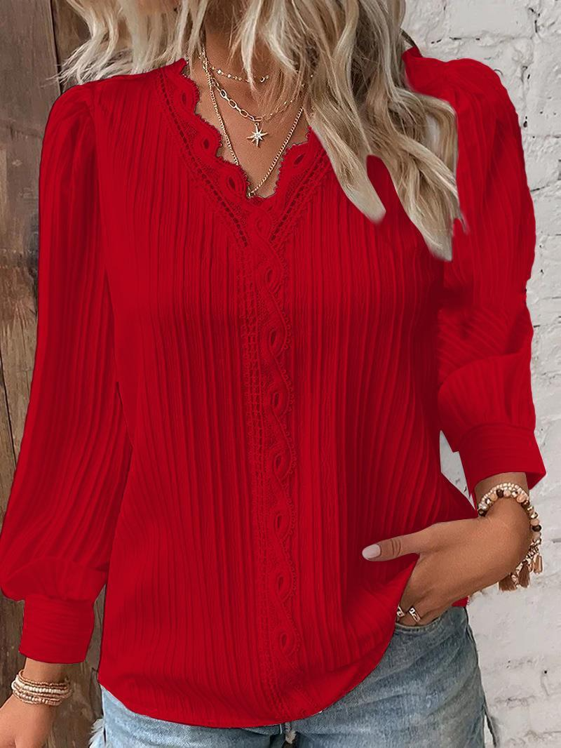 NOLIA | Elegante Plooiblouse met Kanten Afwerking - Dames