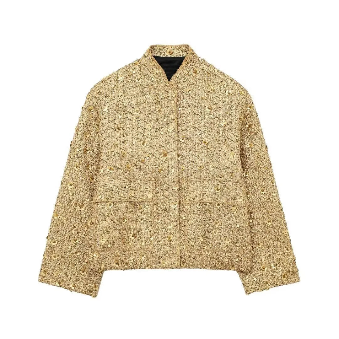 SARAH | Casual Bomberjack Met Gouden Pailletten – Comfort Meets Glamour