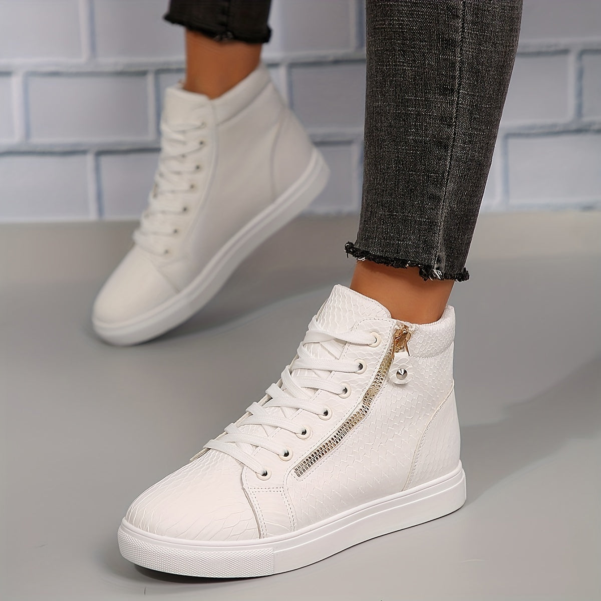 NOMI | Casual Hoge Sneakers Voor Dames Met Rits - Stevig & Modieus