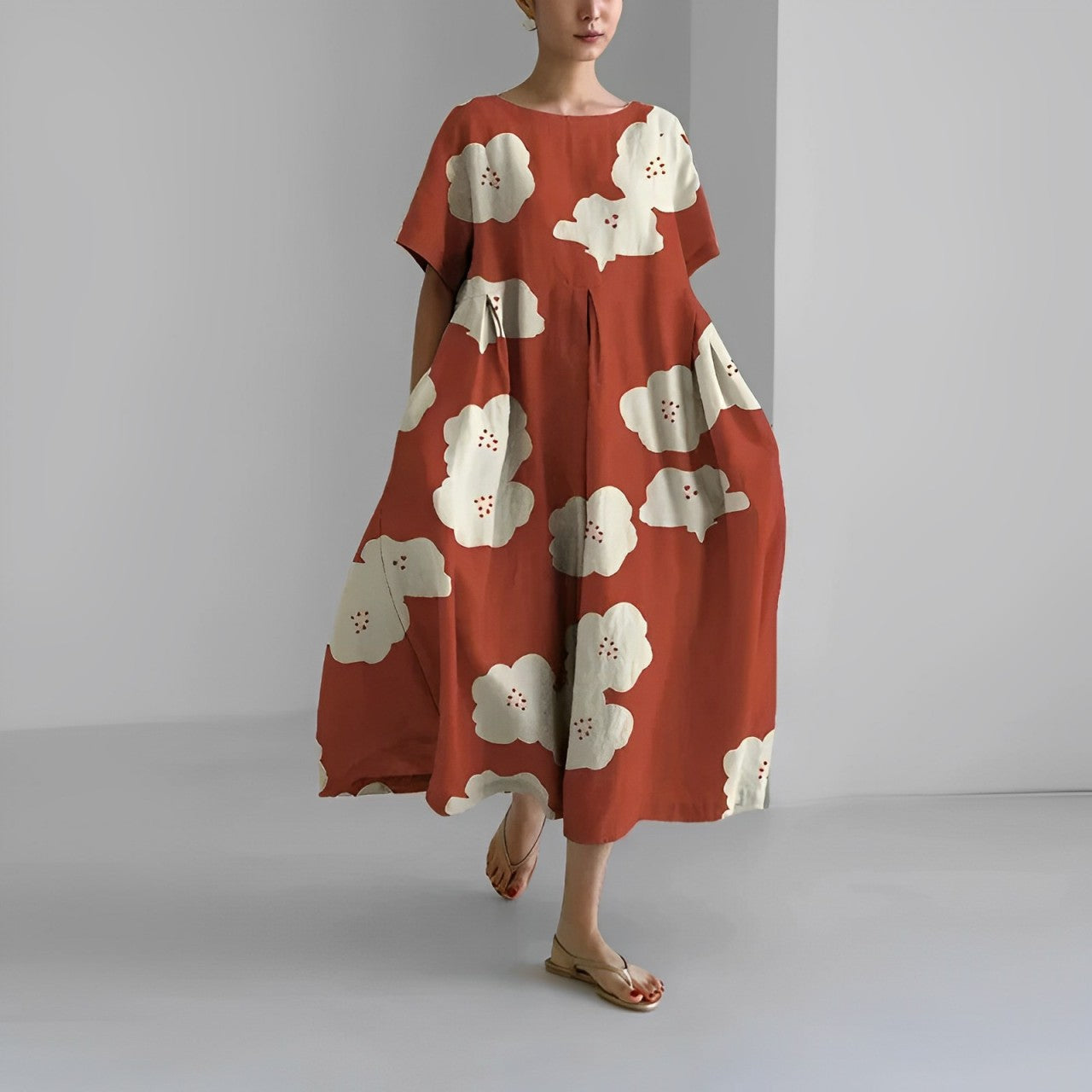 SERINA | Bedrukte Damesjurk Met Bloemenprint – Tijdloos, Vrouwelijk & Comfortabel Voor Elke Zomerdag