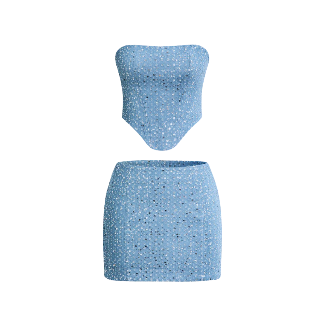 INGRID | Luxe Rok + Top Set Voor Dames Met Steentjes - Elegant, Zelfverzekerd & Opvallend
