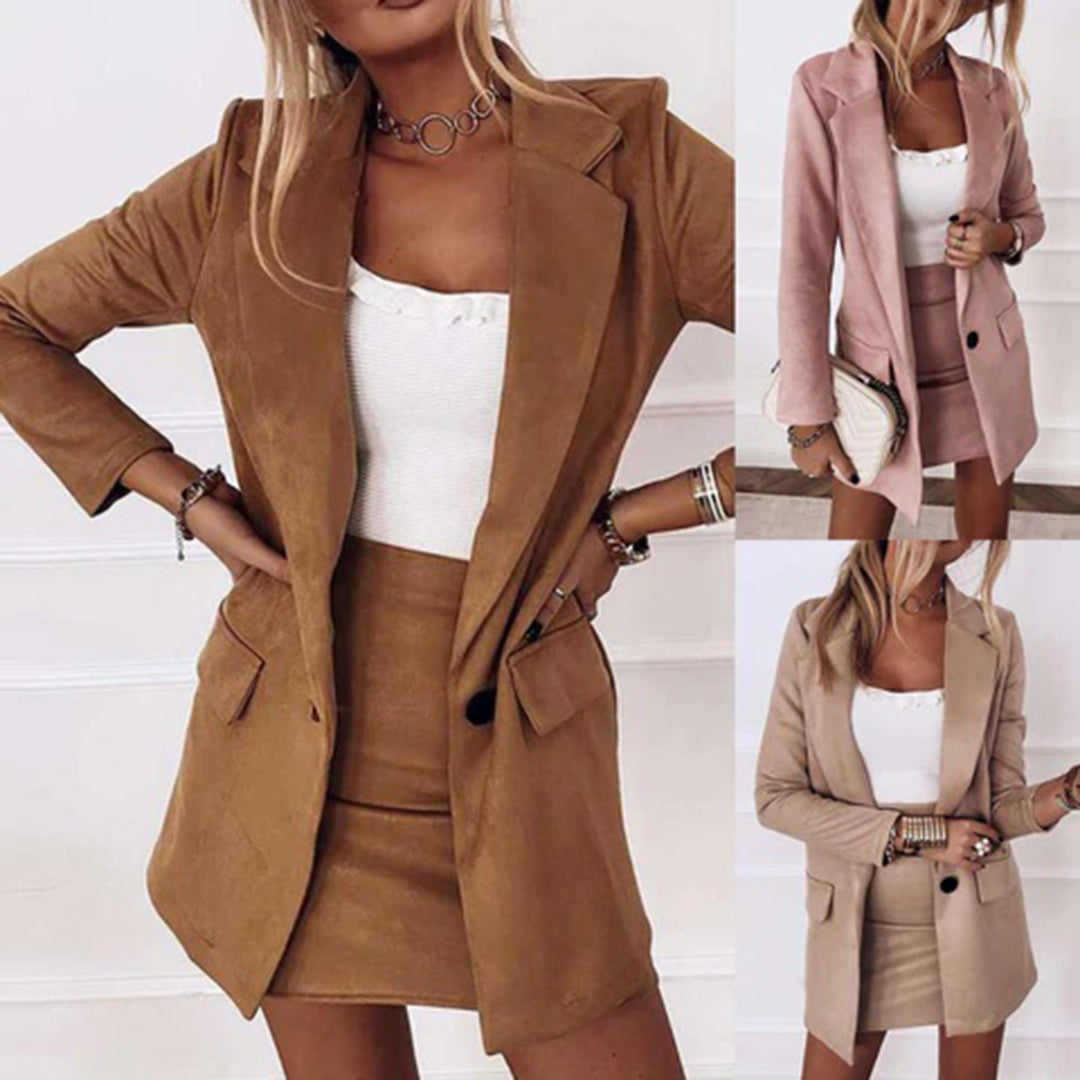SARAI | Suède Blazer & Shorts Set Voor Dames – Elegant, Comfortabel & Veelzijdig Voor Elke Gelegenheid