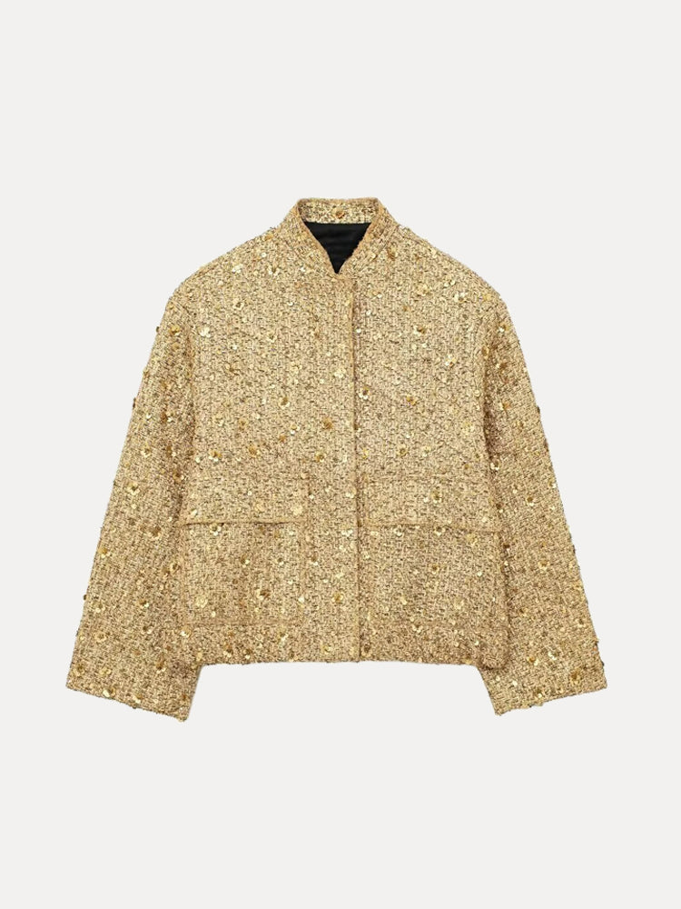 SARAH | Casual Bomberjack Met Gouden Pailletten – Comfort Meets Glamour