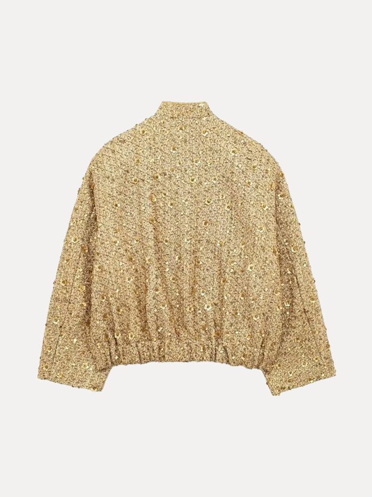 SARAH | Casual Bomberjack Met Gouden Pailletten – Comfort Meets Glamour