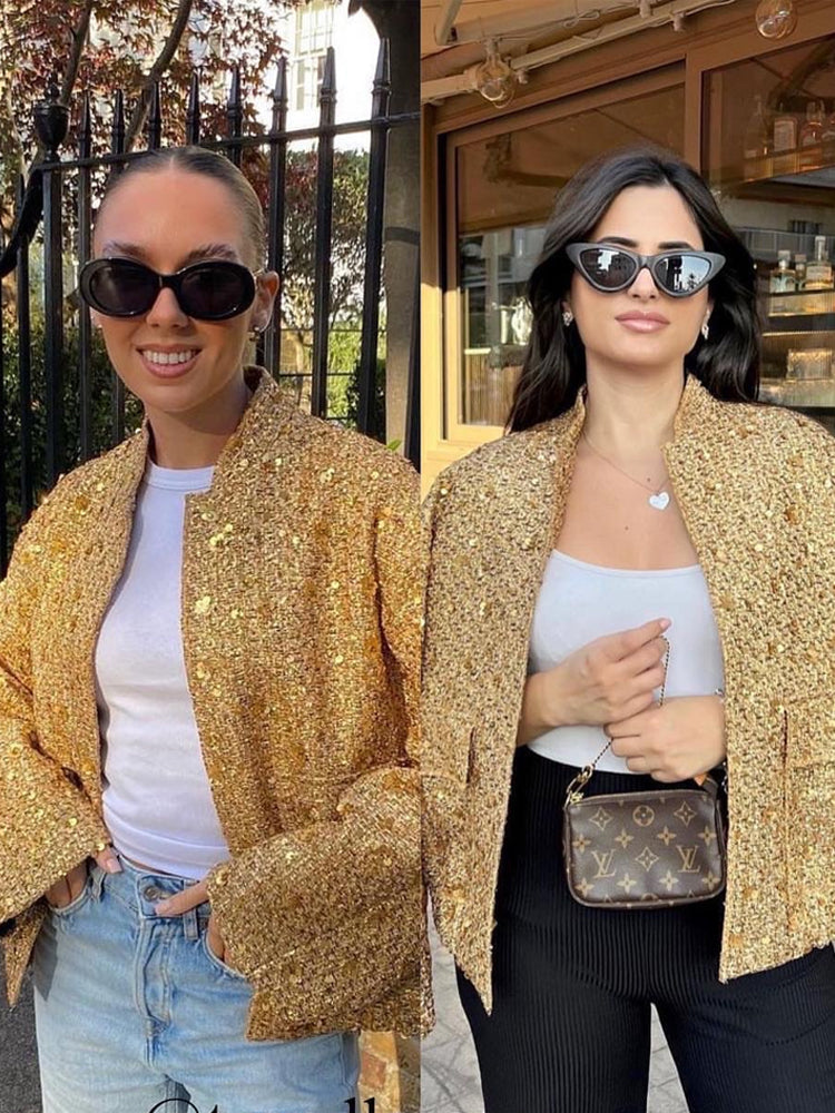 SARAH | Casual Bomberjack Met Gouden Pailletten – Comfort Meets Glamour
