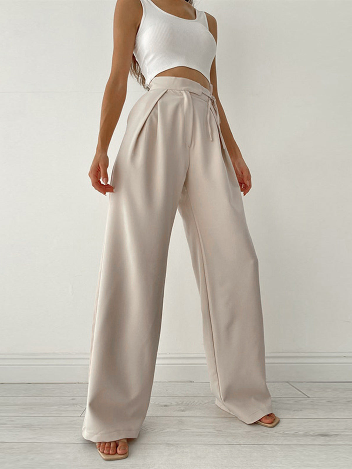 AIDA | High-Waist Dames Pantalon Met Striksluiting – Licht, Losvallend & Ideaal Voor elke Gelegenheid