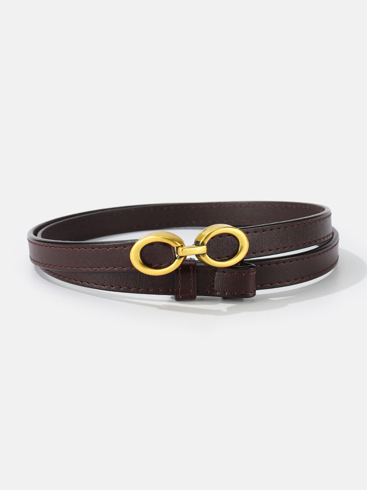 SOFIE | Smalle Leren Damesriem Met Gouden Ringengesp – Stijlvol, Elegant & Verstelbaar