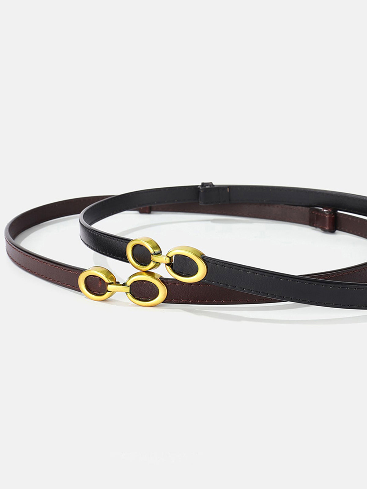 SOFIE | Smalle Leren Damesriem Met Gouden Ringengesp – Stijlvol, Elegant & Verstelbaar