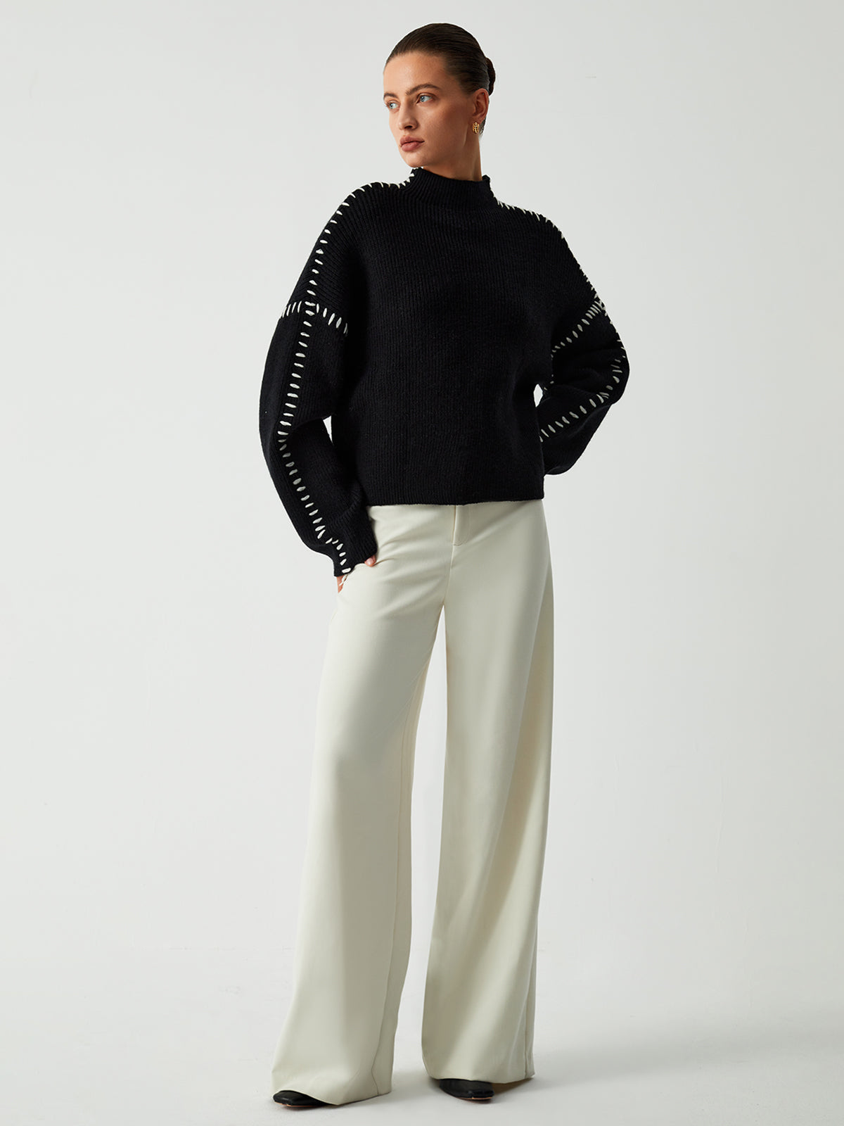 MIRA | Losvallende Dames Trui Met Contraststiksels – Minimalistisch & Comfortabel Voor Elke Dag