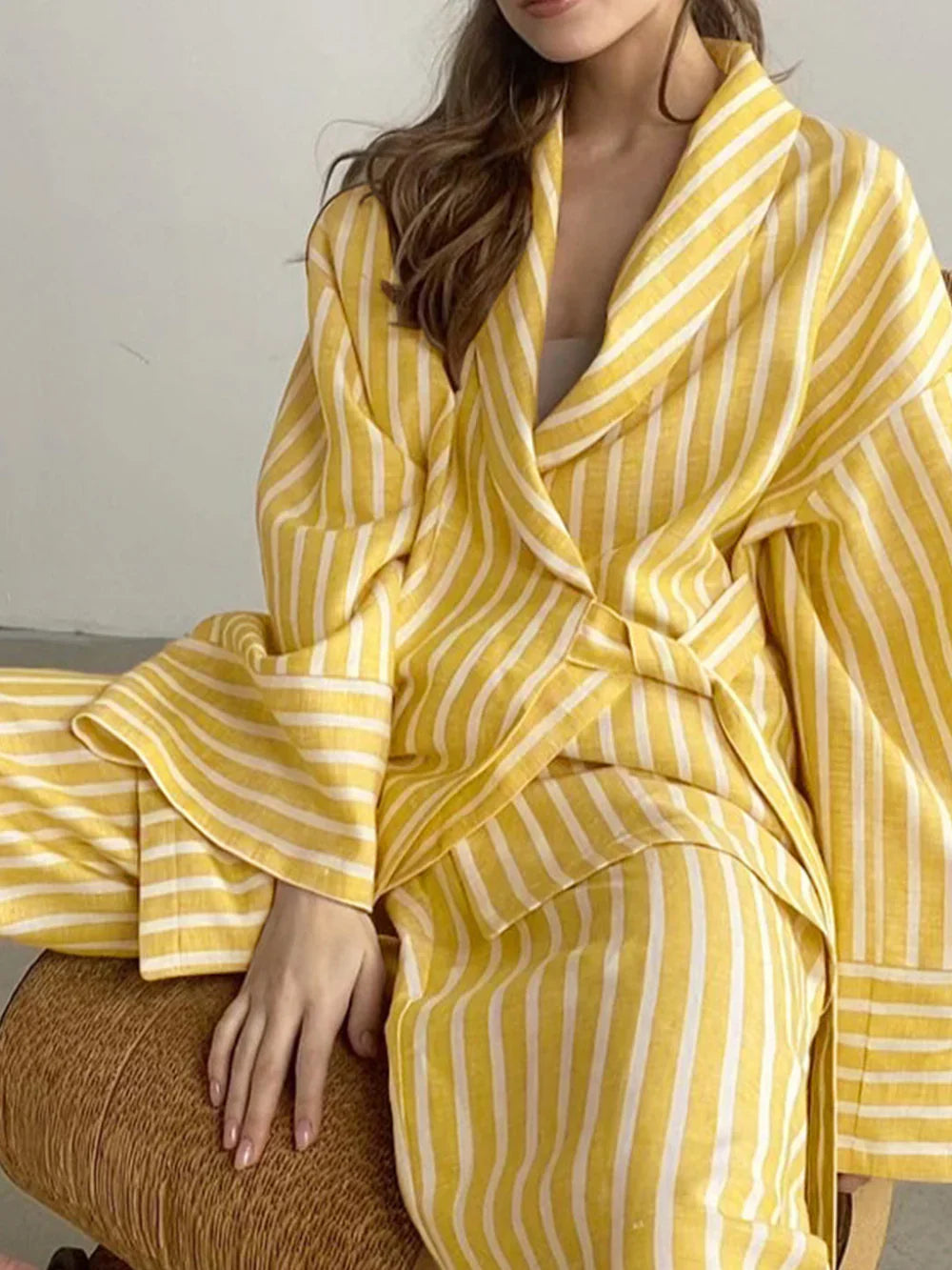 VESNA | Gestreepte Zomer Kimono Set Voor Dames - Flatterend & Tijdloos
