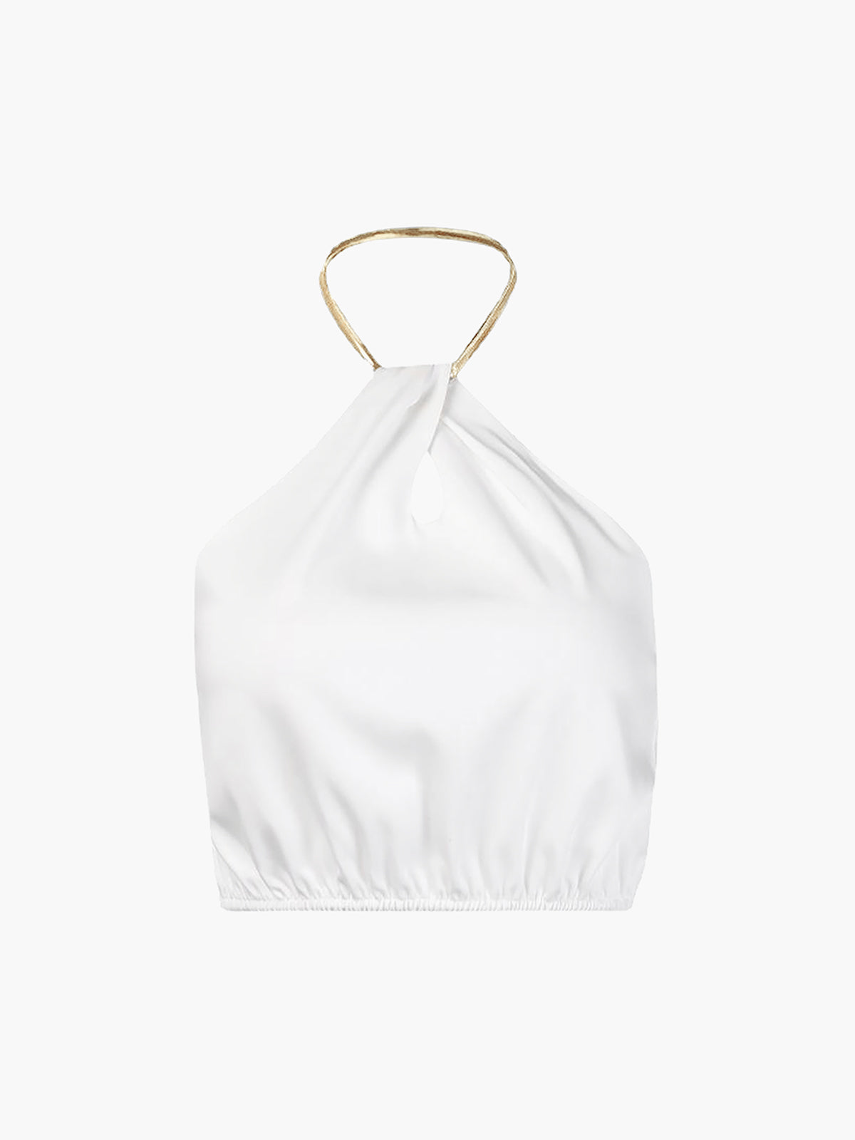 JULIA | Satijnen Halter Crop Top Met Gouden Detail Voor Dames – Luchtig, Elegant, Vrouwelijk