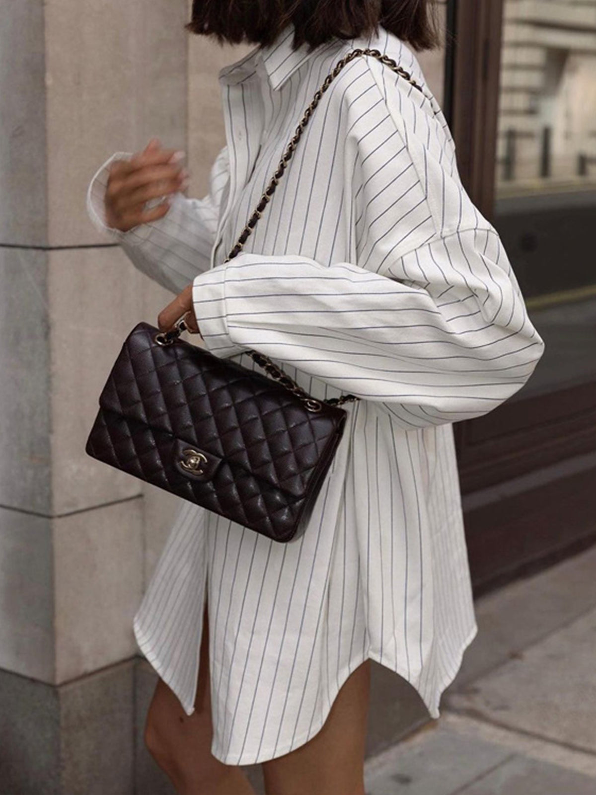 LEAH | Oversized Gestreept Damesoverhemd met Grote Zakken – Stijlvol & Comfortabel