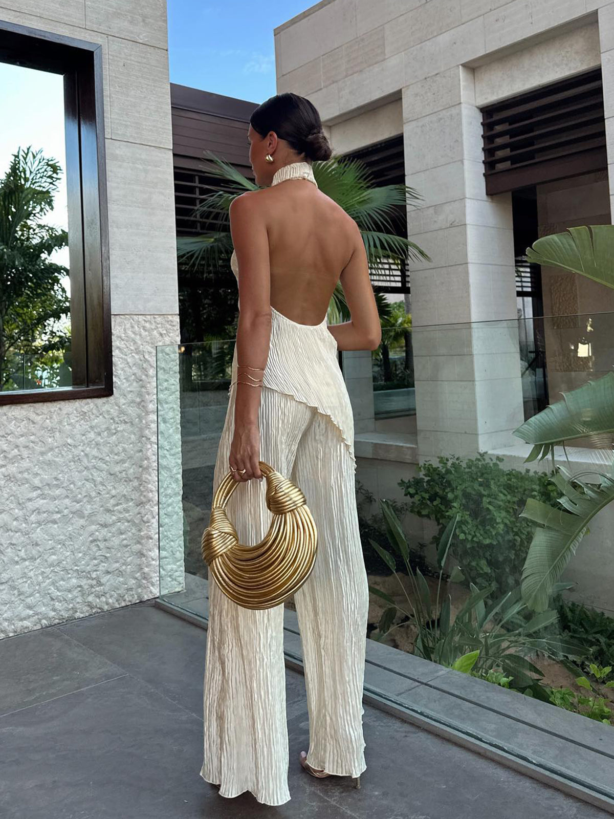 LANA | Chique Zomerset Voor Dames Met Halter top & Ribbel Textuur- Elegant, Luchtig & Opvallend