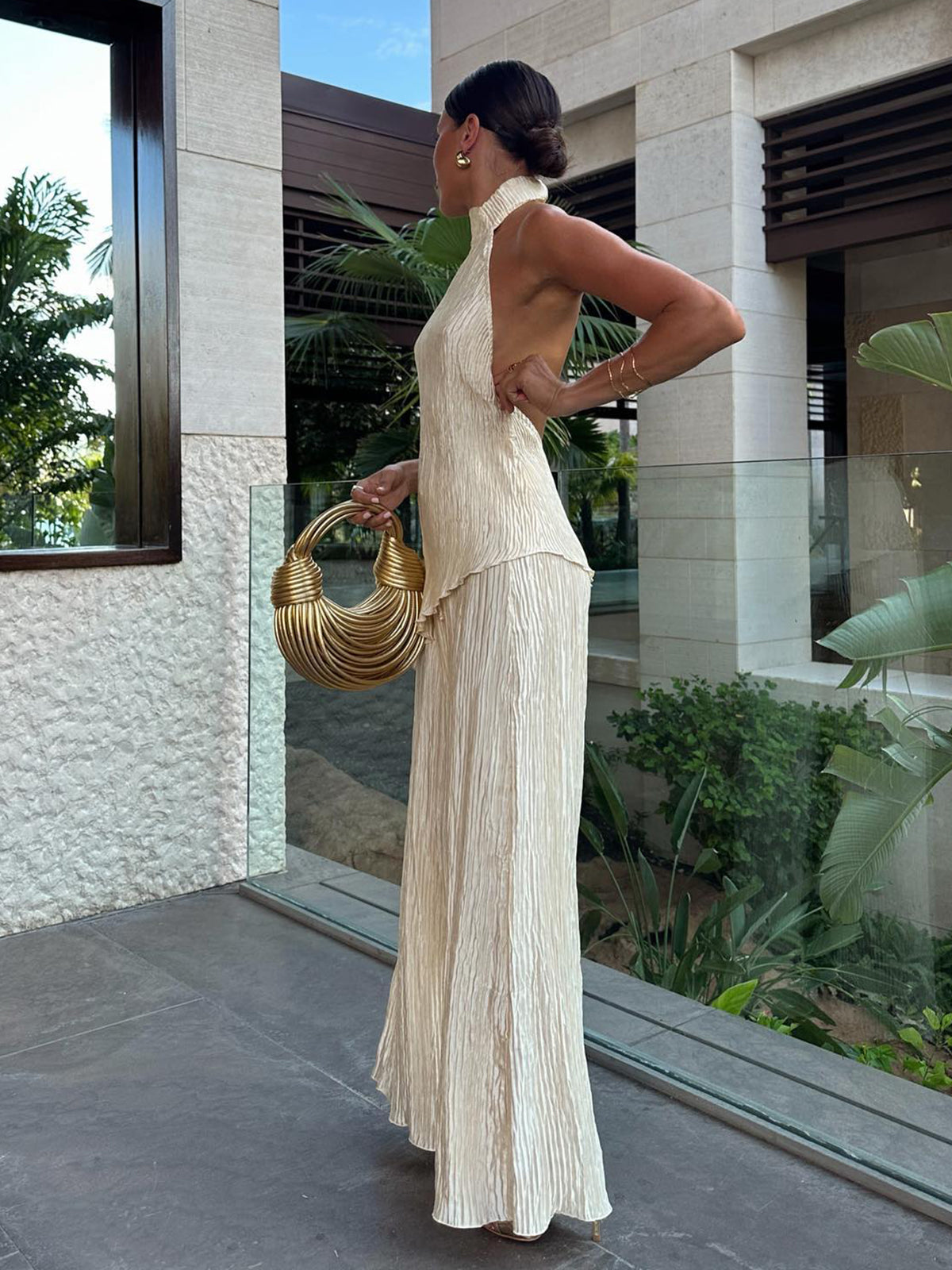 LANA | Chique Zomerset Voor Dames Met Halter top & Ribbel Textuur- Elegant, Luchtig & Opvallend