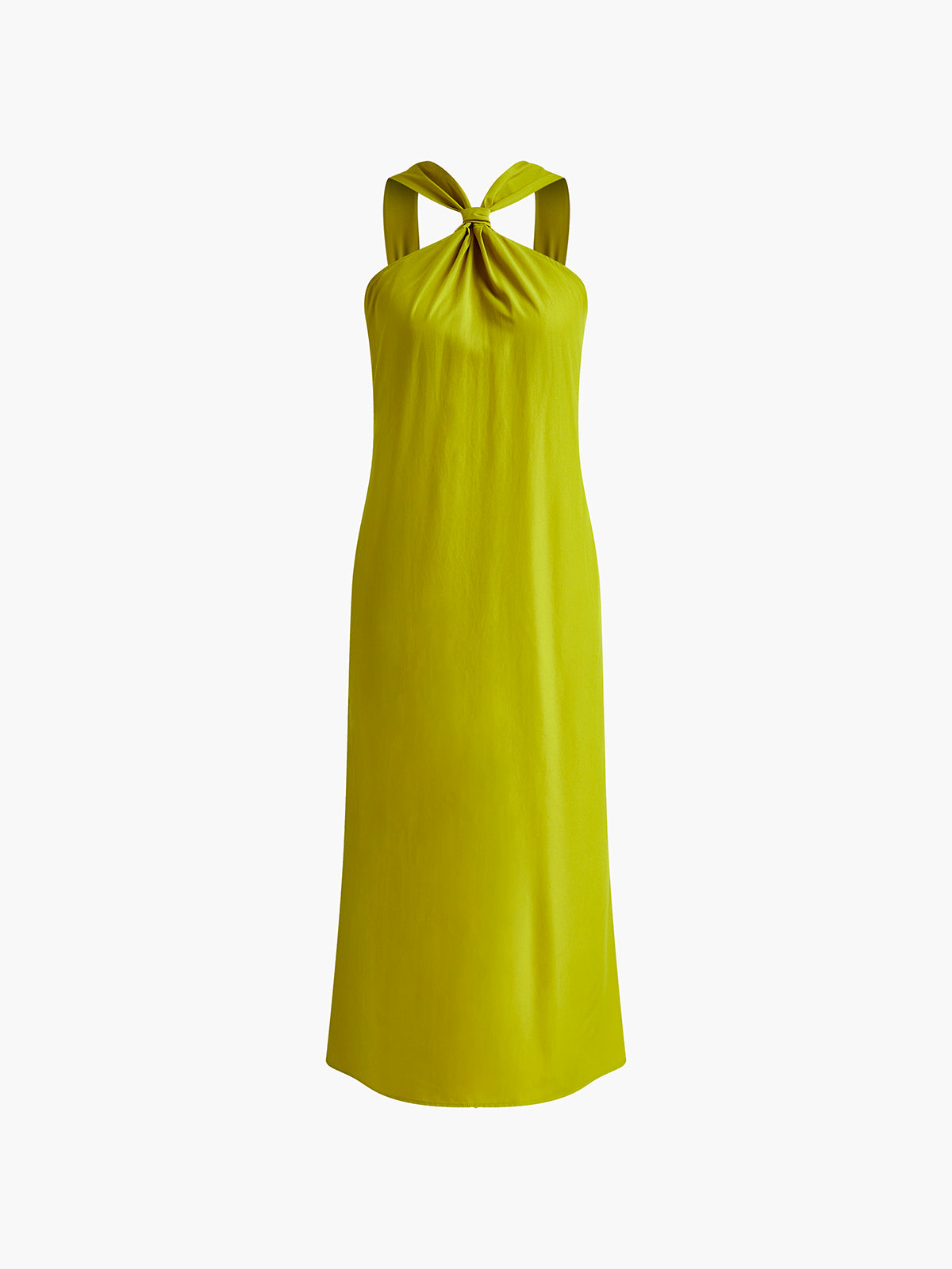 HANNA | Groene Lange Jurk Met Kruishalter & Split – Elegant, Luchtig & Ideaal Voor Warme Dagen