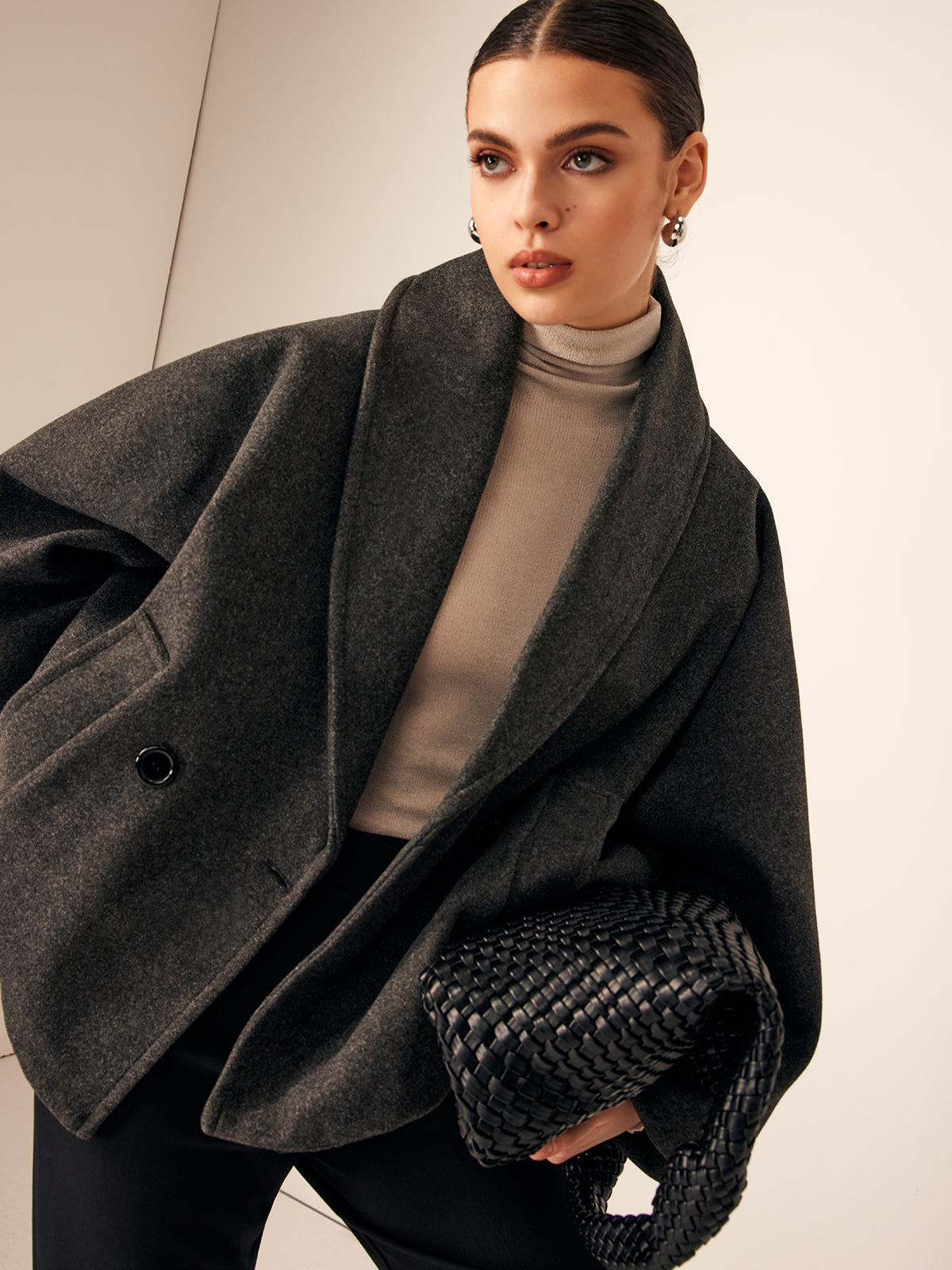 Wollen Jas Dames met Knopen Zakken – Warme Jas voor Herfst & Winter