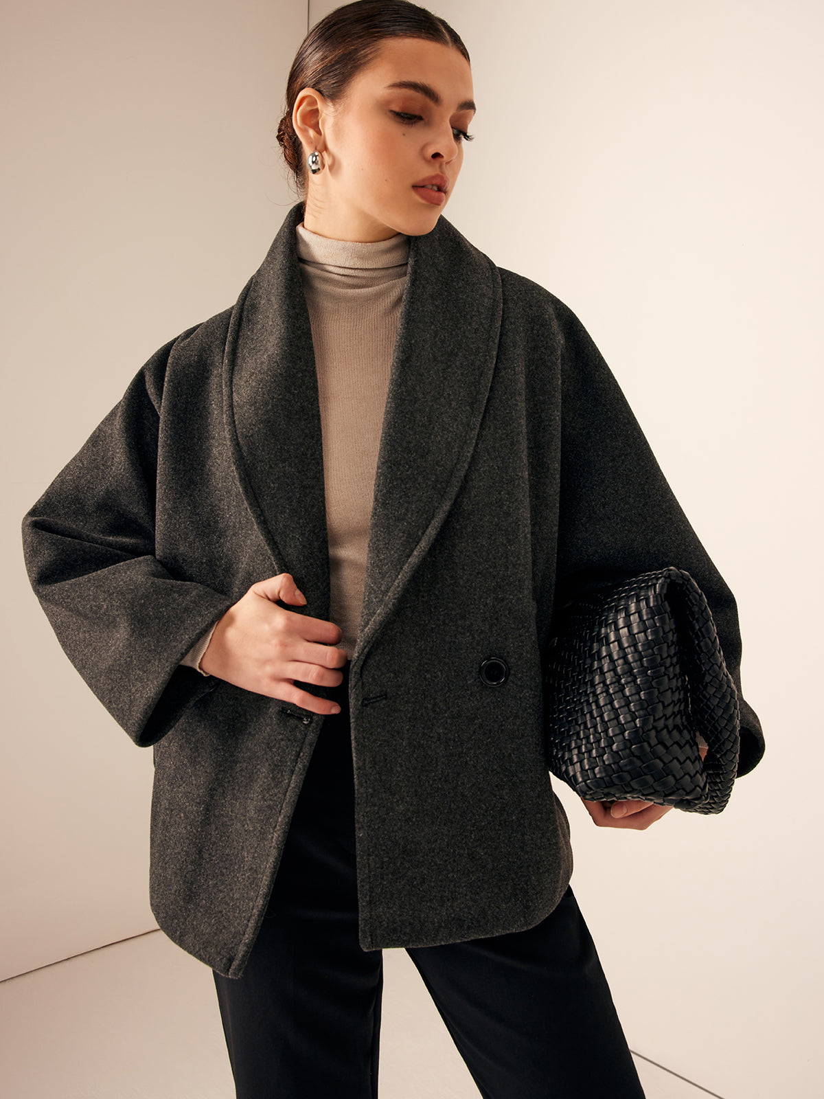 Wollen Jas Dames met Knopen Zakken – Warme Jas voor Herfst & Winter