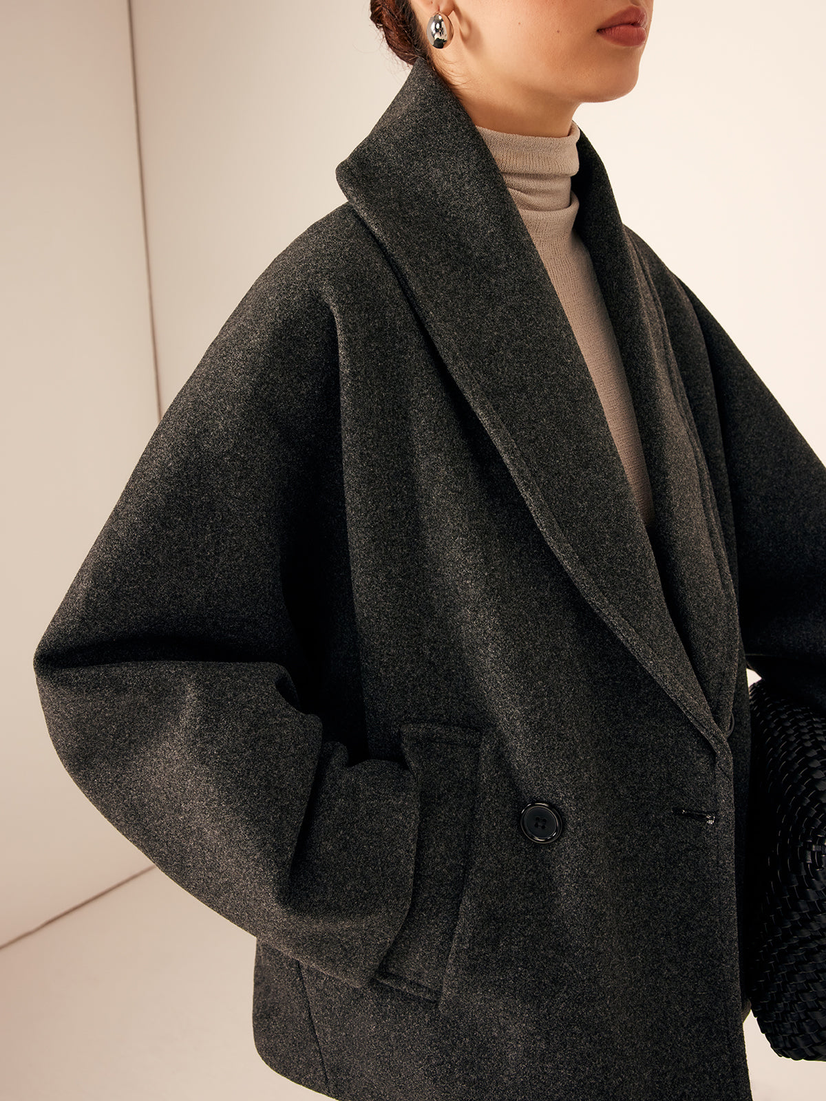 Wollen Jas Dames met Knopen Zakken – Warme Jas voor Herfst & Winter