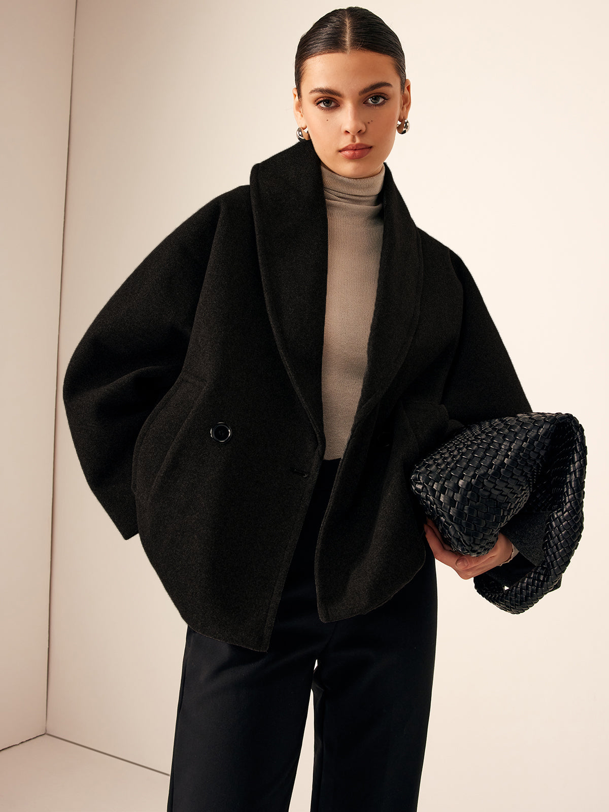 Wollen Jas Dames met Knopen Zakken – Warme Jas voor Herfst & Winter