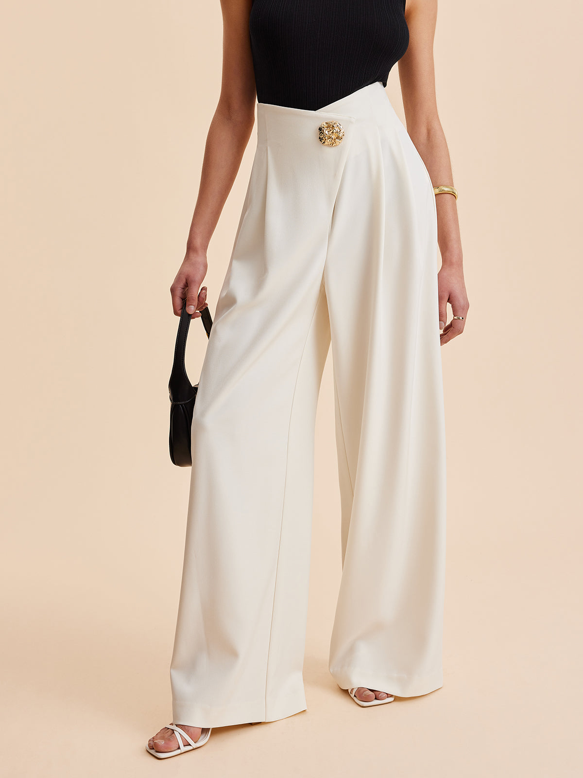 ASSIA | Luxe Wijde Pantalon Met Gouden Detail - Stijlvol, Chique & Comfortabel
