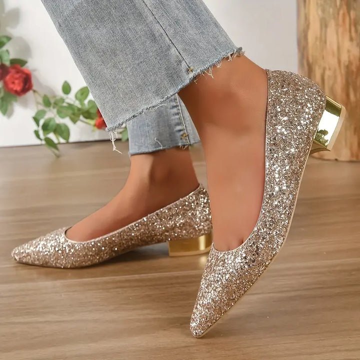 NOOR | Feestelijke Ballerina’s Met Glitter Pailletten En Lage Hakken – Stralend, Comfortabel, Elegant