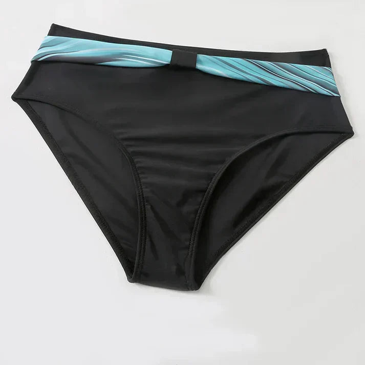 ZOÉ | Zwart-Turquoise Cross Front Bikini Set Met Hoge Taille - Flatterend & Stijlvol