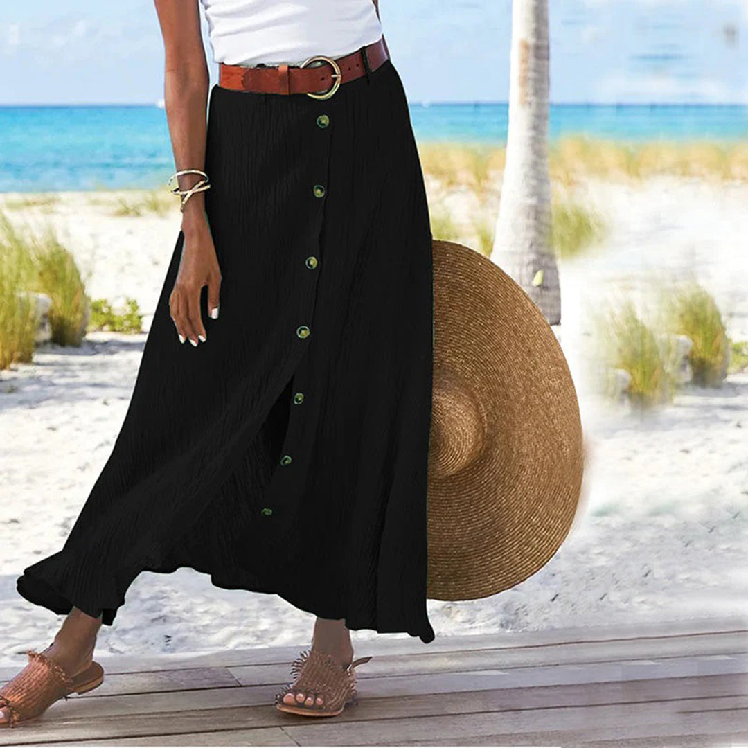 TAVIRA | Maxi Zomer Rok Voor Dames Met Blouse knoop Design - Zomers & Luchtig