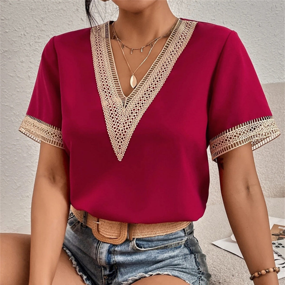 KAYA | Elegante Boho Blouse Voor Dames Met Gouden V-Hals Design - Elegant, Luchtig & Comfortabel