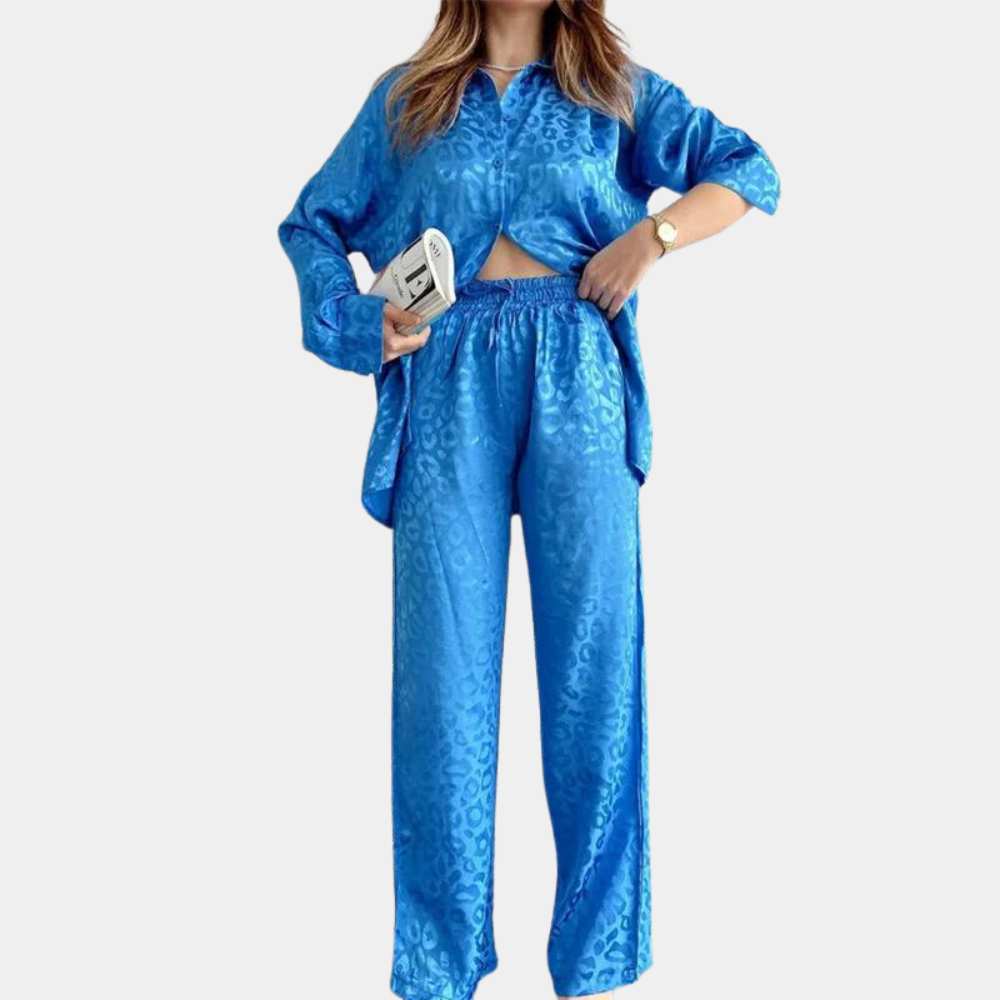 NAOMI | Satijnen Zomer SetVoor Dames met Luipaardprint – Chic, Comfortabel & Moeiteloos Elegant