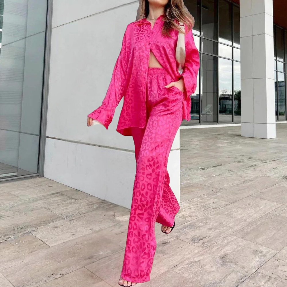 NAOMI | Satijnen Zomer SetVoor Dames met Luipaardprint – Chic, Comfortabel & Moeiteloos Elegant